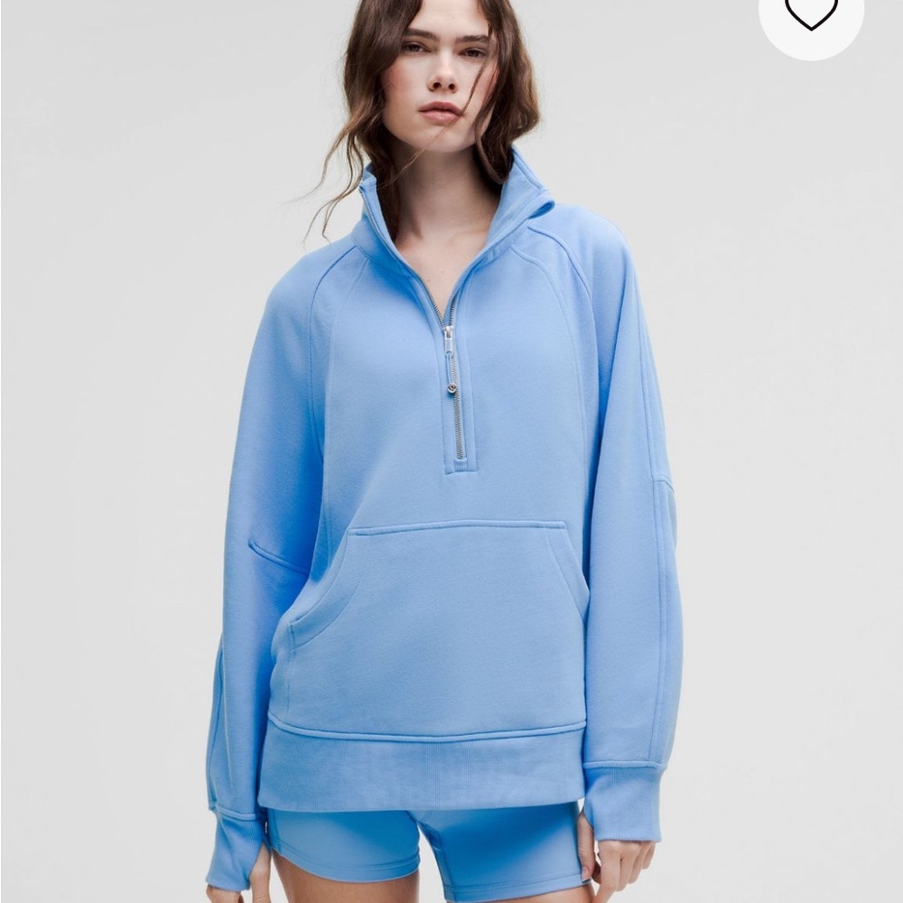Lululemon Oversized Scuba Light Blue Funnel Neck Half-Zip Hoodie, GUC, M/L